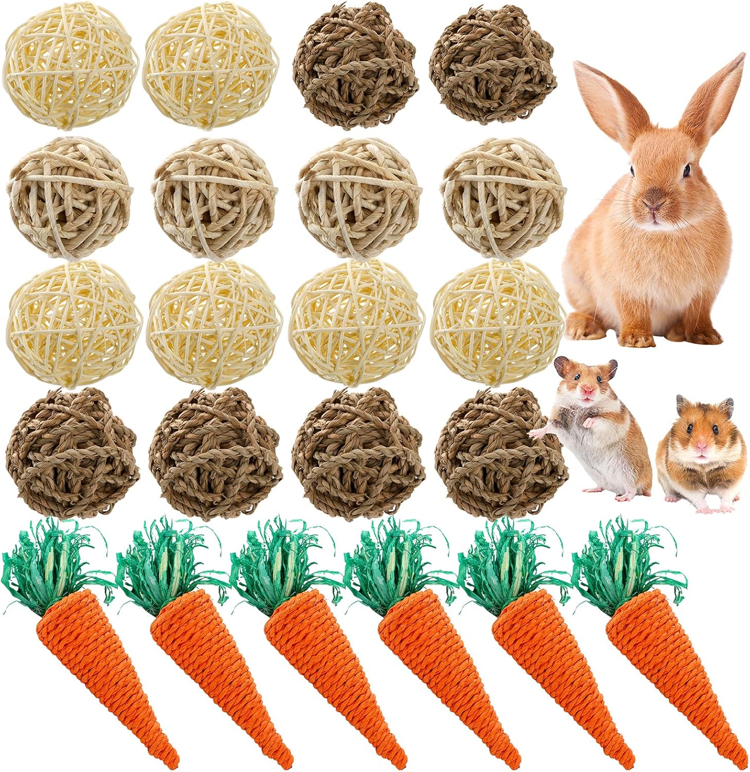 Natural Grass Balls 9-Piece Natural Chew Balls For Small Animals ...
