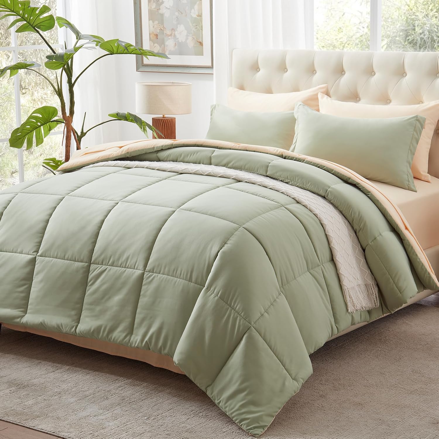 Green comforter set full hotsell