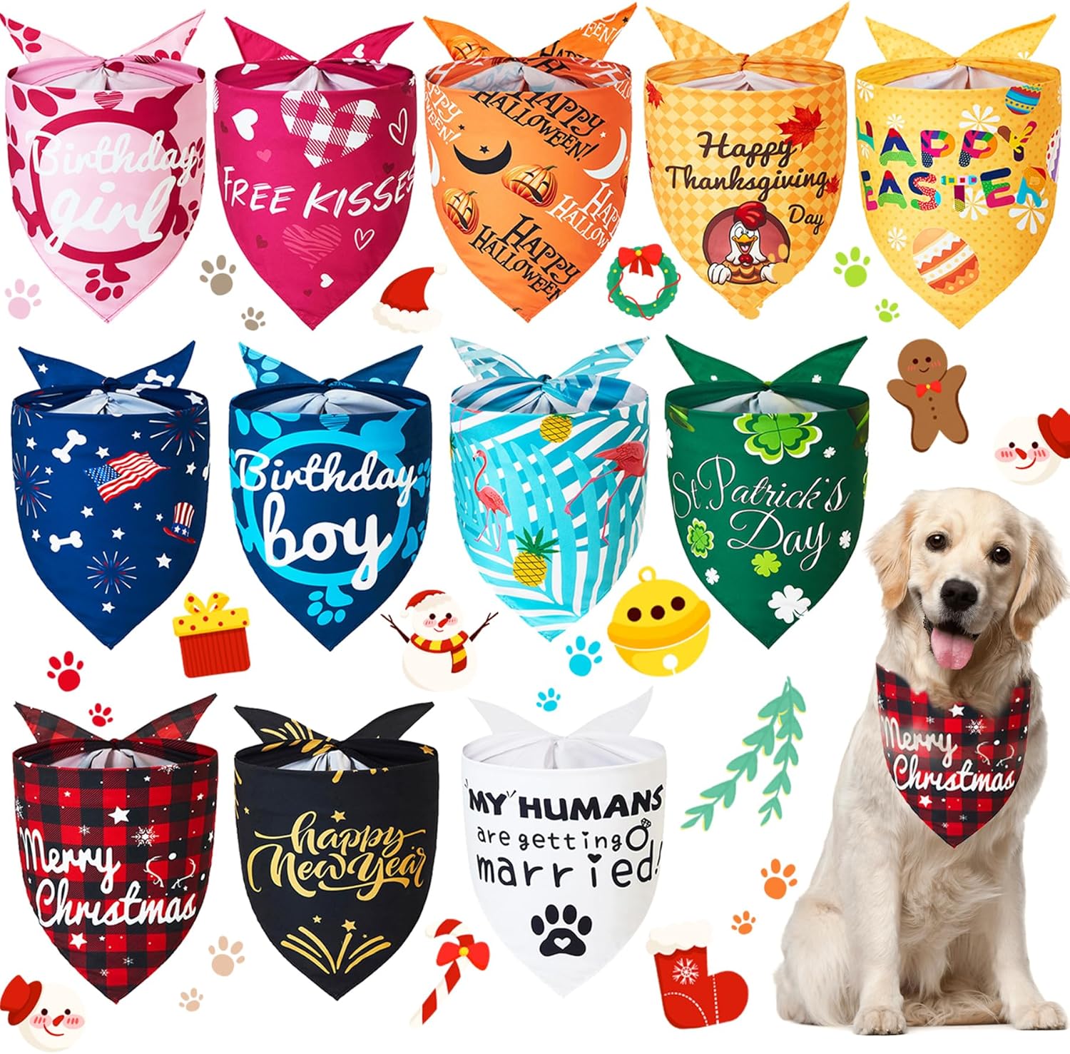 Christmas bandanas for large dogs sale