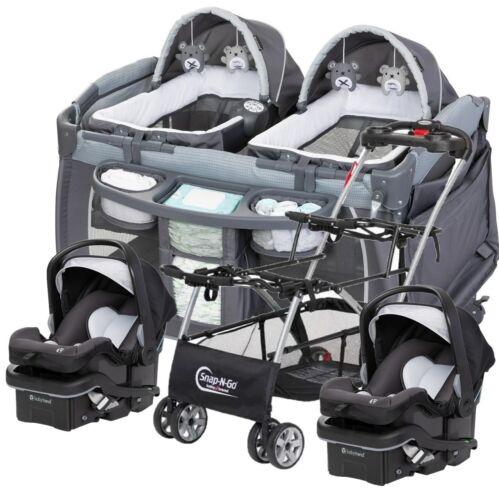 Baby Trend Double Stroller Frame with 2 Car Seats Jordan Ubuy