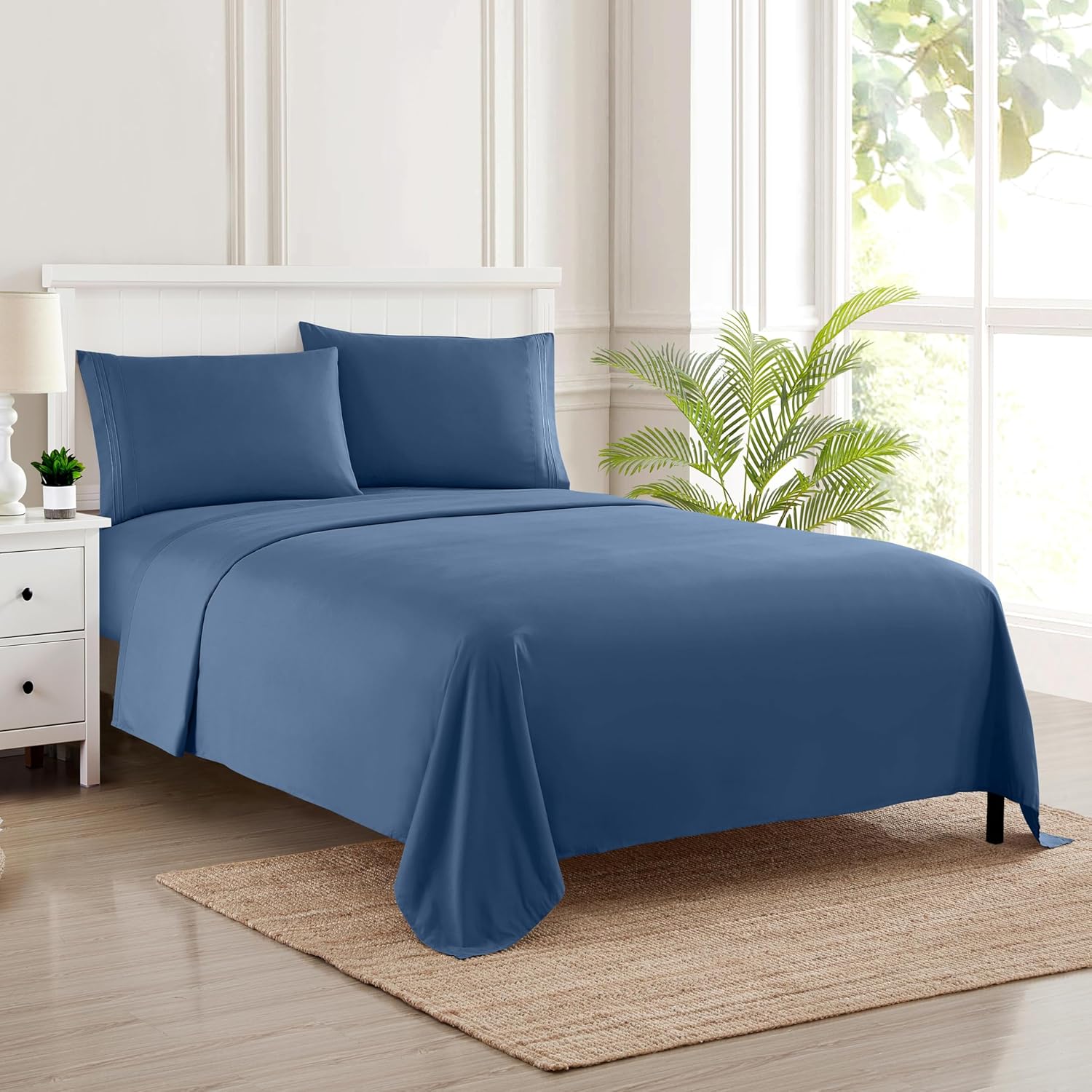 Split King Sheets Breathable Luxury Sheets with Full Elastic Secure Corner Straps Built In 1800 Supreme Collection Extra Soft Deep Pocket