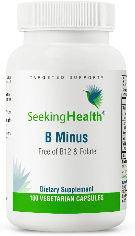 Seeking Health B-Minus, Vitamin B Complex to Support Methylation, MTHFR Support, Methyl-Free, Niacin, Biotin Supplement for Women, Vegetarian Capsules (100 Capsules)