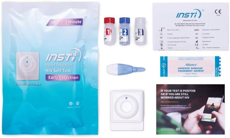 2 x HIV Test Kit INSTI® Home Testing Pack, Instant Results, 99% Accurate, CE Marked + Alcohol Wipe