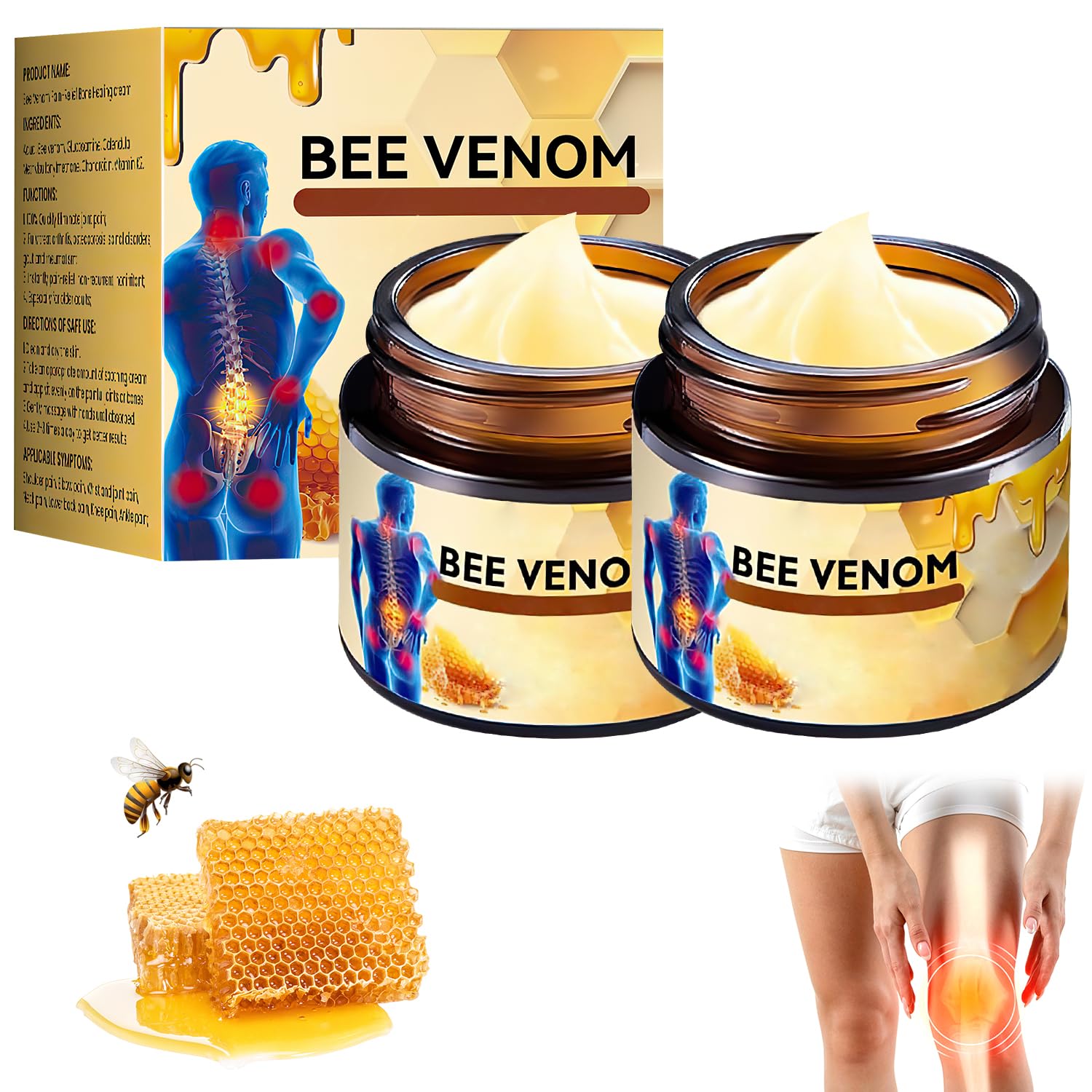 Bee Venom Cream,Bee Venom Advanced Joint and Bone Cream,Bee Venom Joint Gel,Bee Venom Professional Joint Cream,Bee Venom Joint Gel Effective for Back, Neck, Hands,Knee (2 PCS)