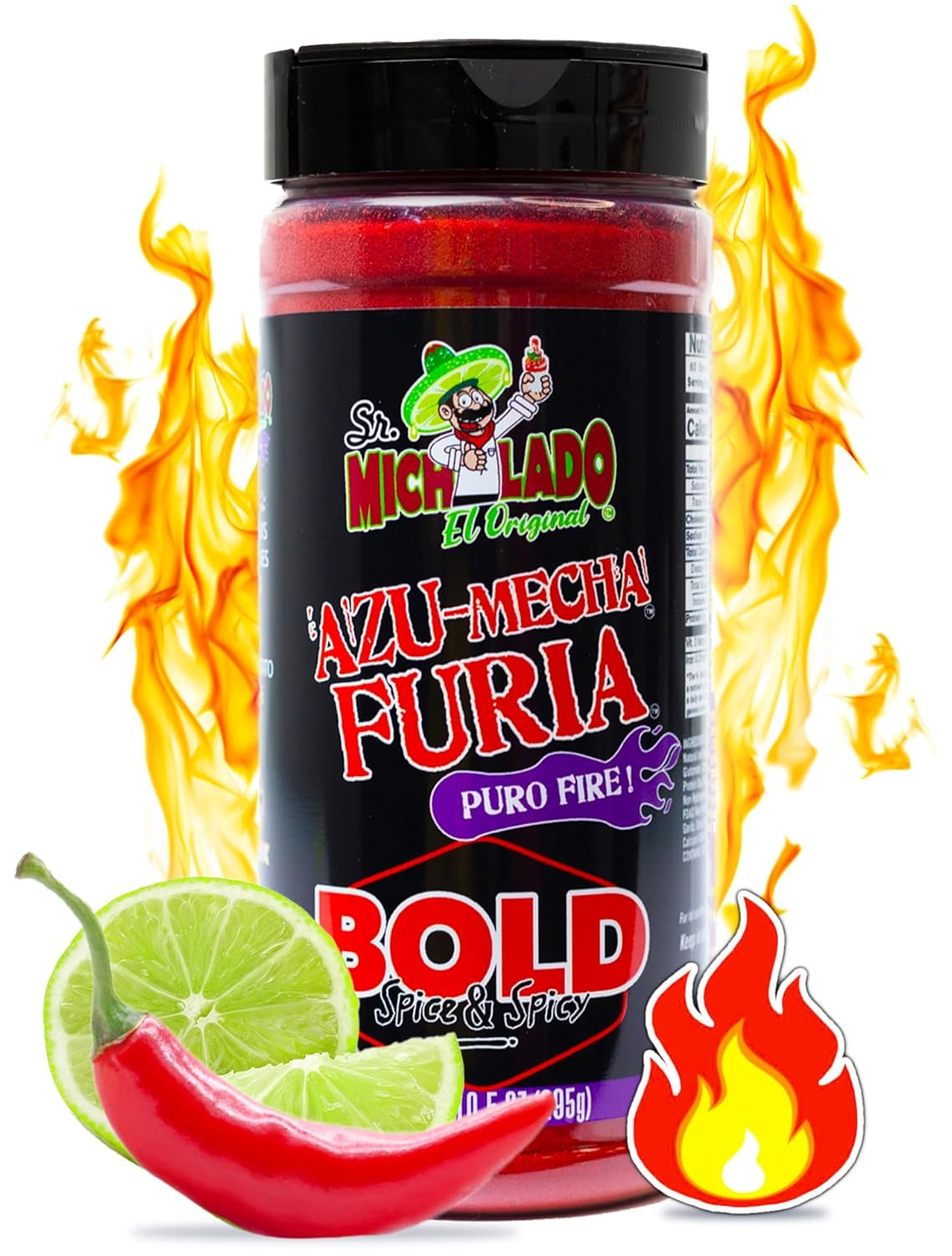 Bold Fuego Powder Dust, Sr. Michelado Hot Chilli Lime 285g. Perfect For Potato Chips, Wing Seasoning, Popcorn, Corn, Fruit. And Chamoy Pickle Kit. Polvo De Fuego, Tiktok Trend Items Set Includes Sticker By Mexgrim