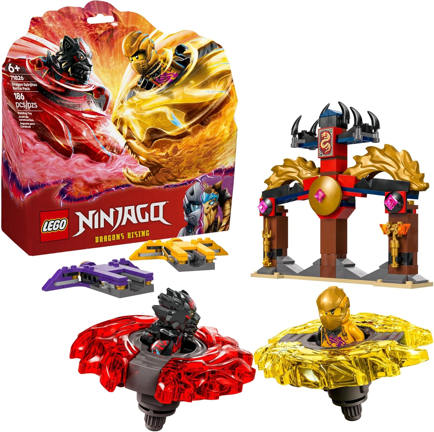 LEGO NINJAGO Dragon Spinjitzu Battle Pack - Spinning Blade Building Toy for Kids, Boys and Girls, Ages 6+ with 2 Minifigures - Gift Idea for Birthdays - 71826