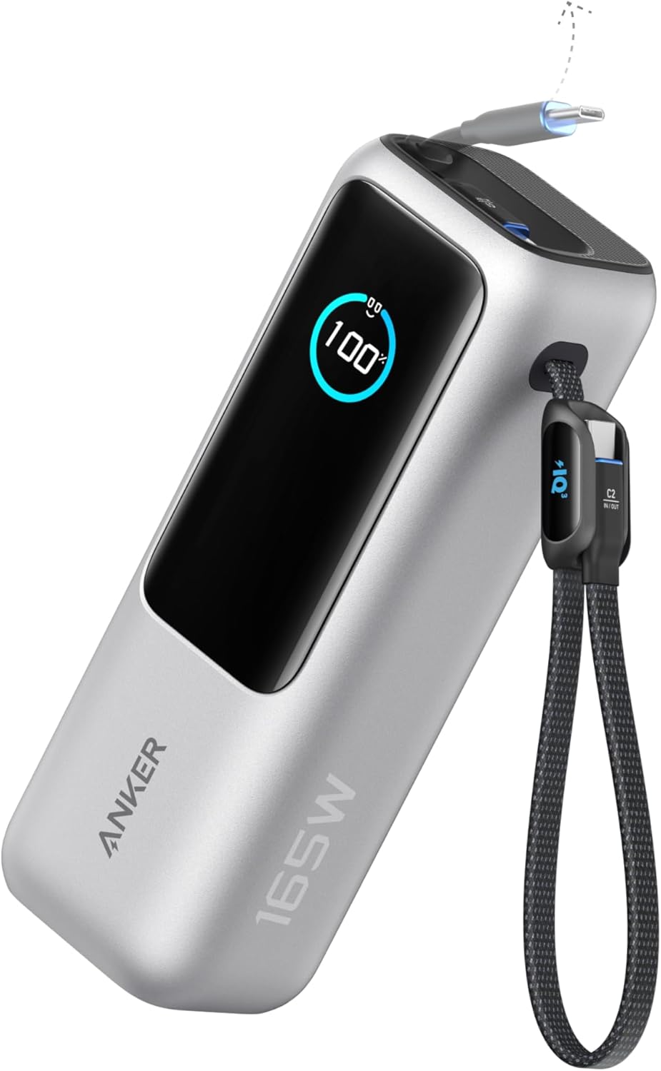 Anker Laptop Power Bank 25000 mAh External Battery with 3 x 100 W USB-C Ports for Multi-Device Charging Power Integrated  Retractable Cable for iPhone 1615 MacBook Samsung and More