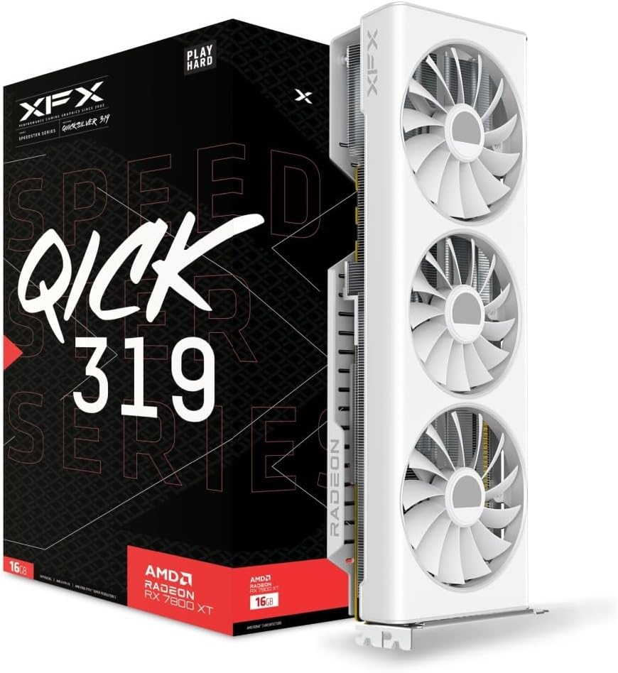 XFX Speedster QICK319 Radeon RX 7800 XT White CORE Gaming Graphics Card with 16GB GDDR6 HDMI 3xDP, AMD RDNA 3 RX-78TQICKW9