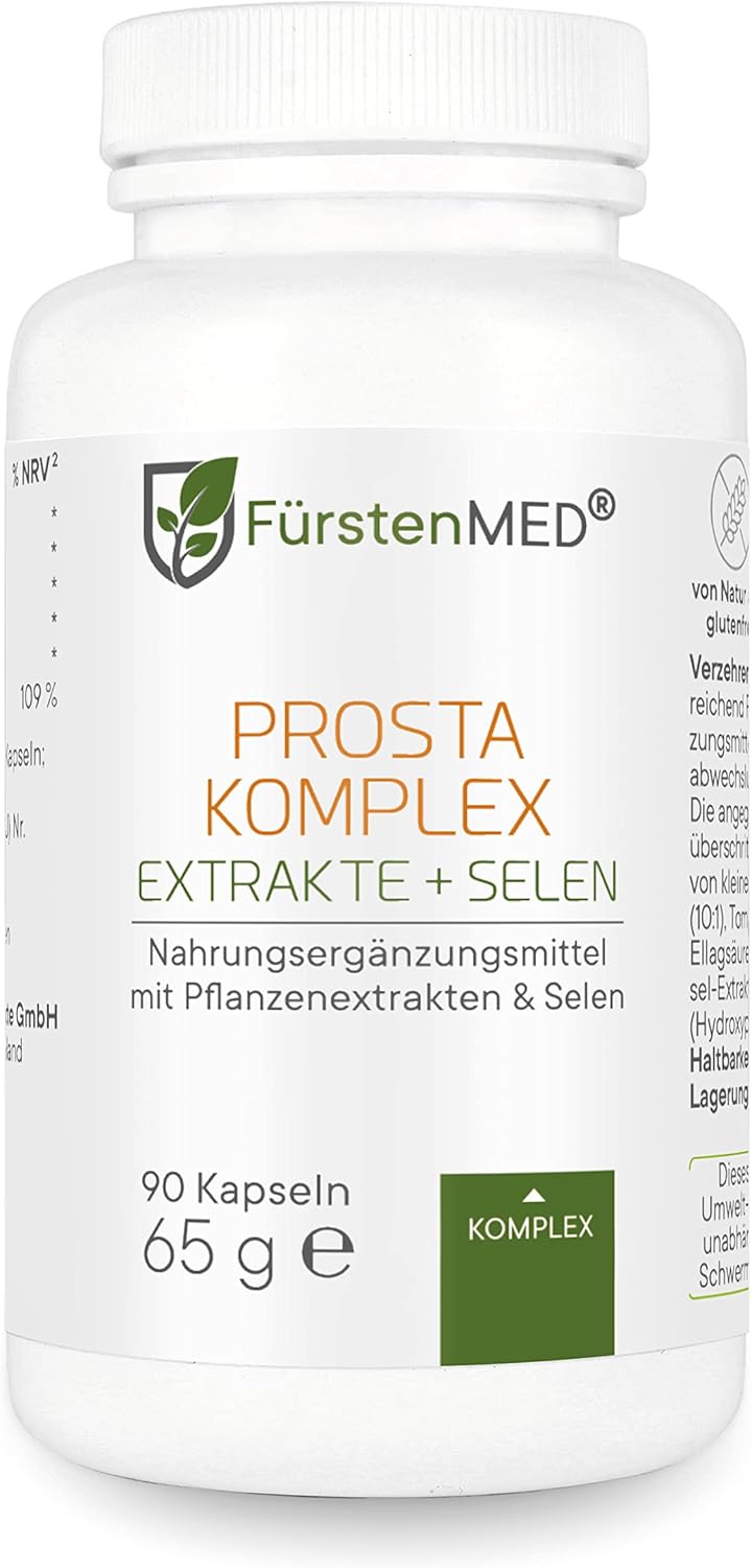 FürstenMED® Prosta Complex High Dose with Pumpkin Seed Extract + Pomegranate + Nettle Soy Lycopene & Selenium - 90 Vegan Capsules Specially Developed for Men Laboratory Tested & No Additives