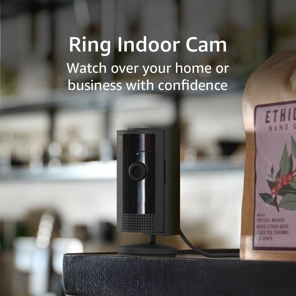 Ring Indoor Cam (newest model) — Home or business security in 1080p HD video, Black
